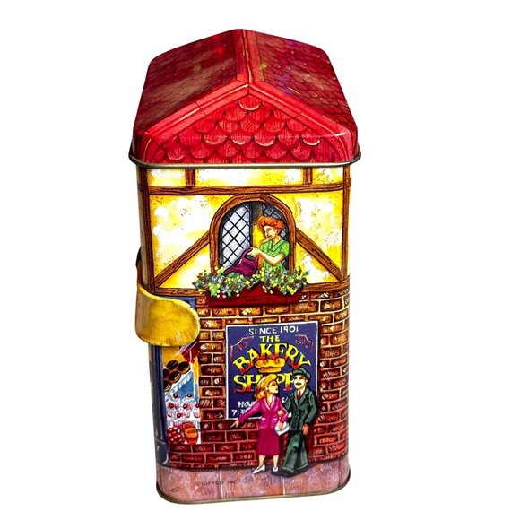 Vintage Bakery Shoppe Themed Square Tin Container Collectible With Hinged Lid - Picture 6 of 11